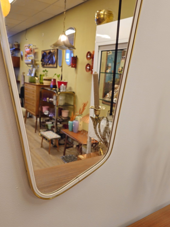 Image 1 of Vintage A-Symmetrische Spiegel Goud Messing