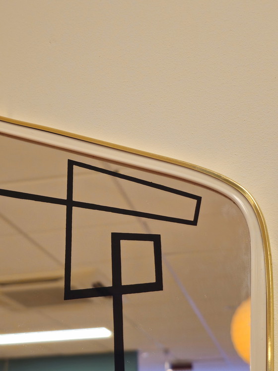 Image 1 of Vintage A-Symmetrische Spiegel Goud Messing