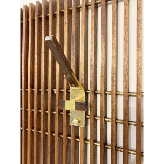 Image 1 of Vintage modulaire kapstok van gelamineerd hout en messing, Italië 1950