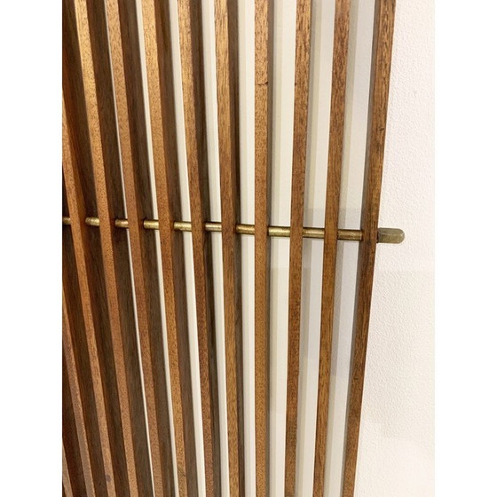 Image 1 of Vintage modulaire kapstok van gelamineerd hout en messing, Italië 1950
