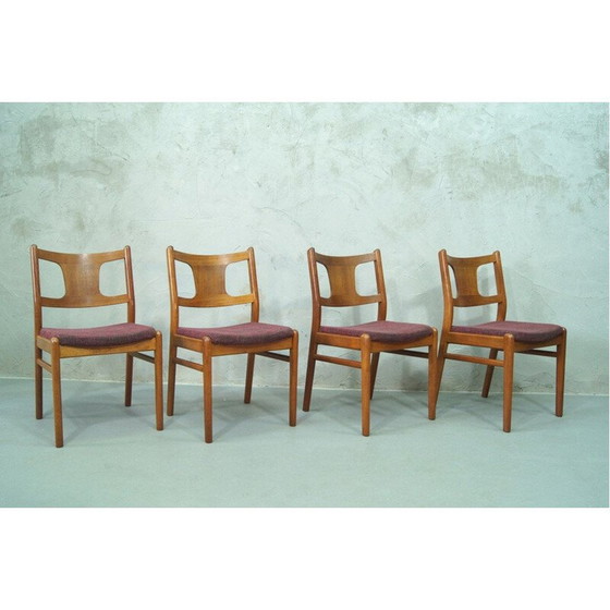 Image 1 of Set van 4 vintage teakhouten eetkamerstoelen Deens 1960