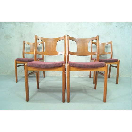 Image 1 of Set van 4 vintage teakhouten eetkamerstoelen Deens 1960