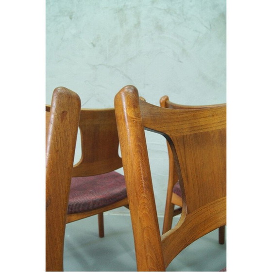 Image 1 of Set van 4 vintage teakhouten eetkamerstoelen Deens 1960