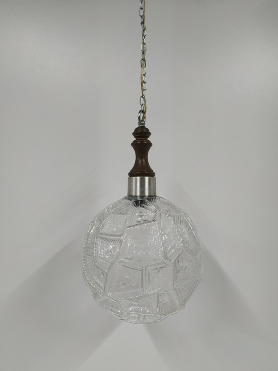 Image 1 of Vintage Jaren 60 plafondlamp bollamp (geperst glas)
