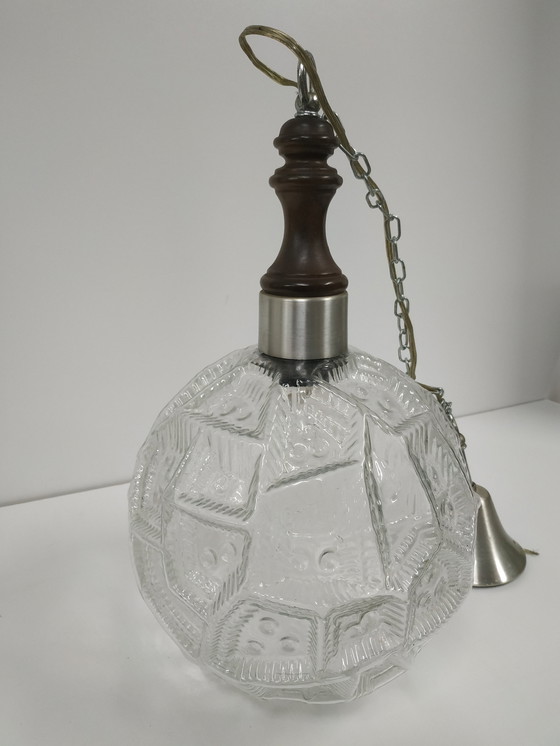 Image 1 of Vintage Jaren 60 plafondlamp bollamp (geperst glas)