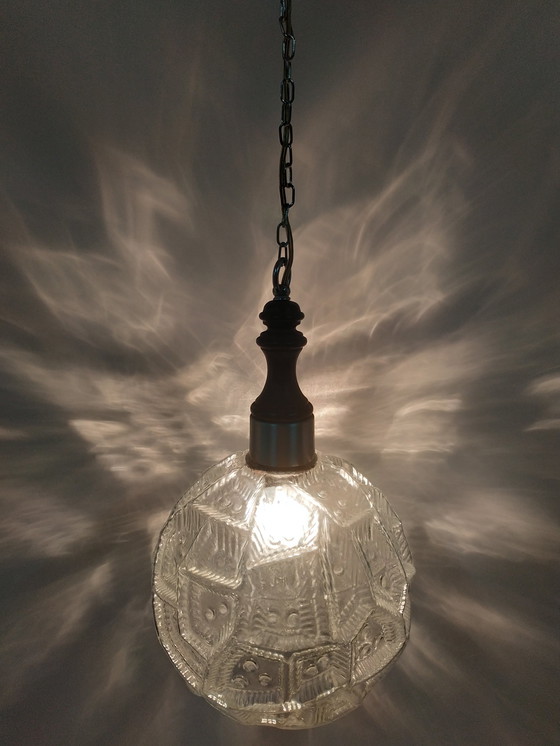 Image 1 of Vintage Jaren 60 plafondlamp bollamp (geperst glas)
