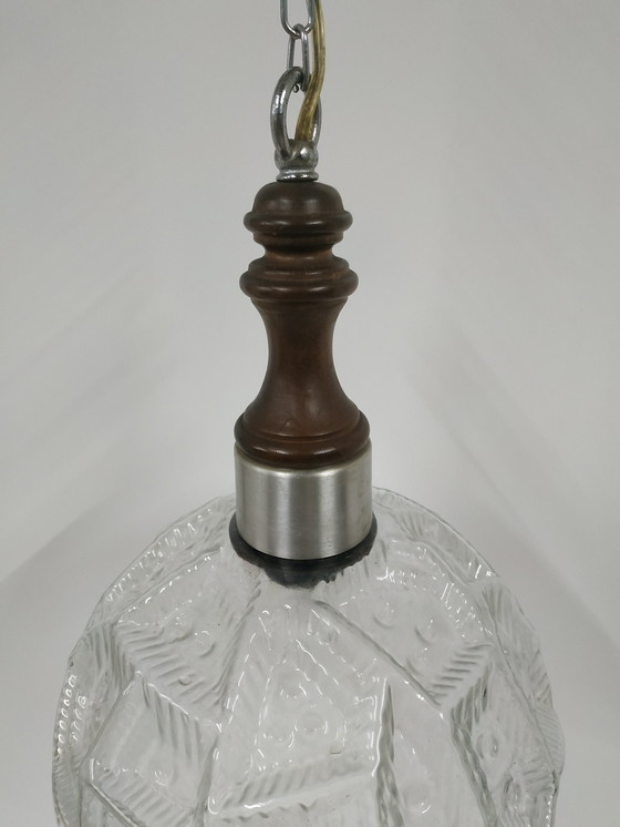 Image 1 of Vintage Jaren 60 plafondlamp bollamp (geperst glas)