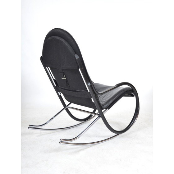 Image 1 of Vintage Nonna schommelstoel in zwart gebogen hout en leer van Paul Tuttle voor Strässle International, Zwitserland 1970