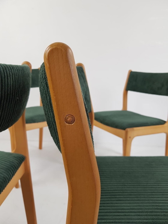 Image 1 of 4 Vintage Danish Dining Chairs Findah Eiken Donkergroene Rib