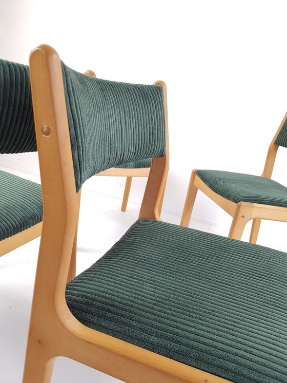 Image 1 of 4 Vintage Danish Dining Chairs Findah Eiken Donkergroene Rib