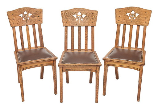 Set van 6 Art Nouveau Stoelen van Léon Jallot