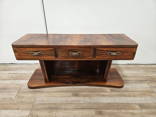 Art Decò Console Tafel In Briar Hout