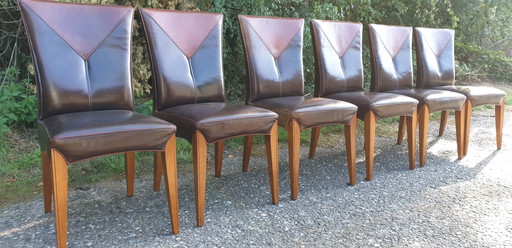 6x Schuitema Jugendstil Rac Royal Antique Exclusieve Leder Eetkamer Stoelen