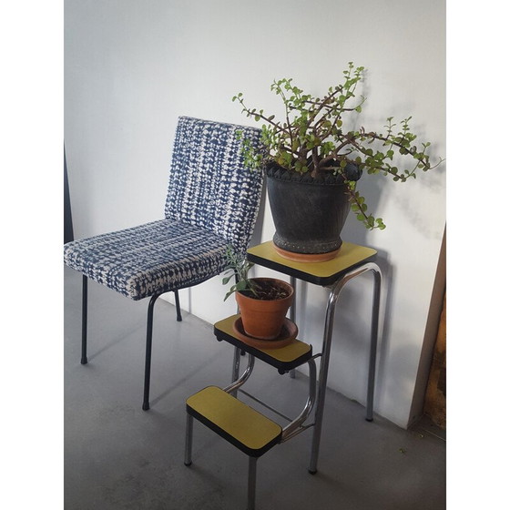 Image 1 of Paar vintage stoelen van metaal en indigo stof, 1950