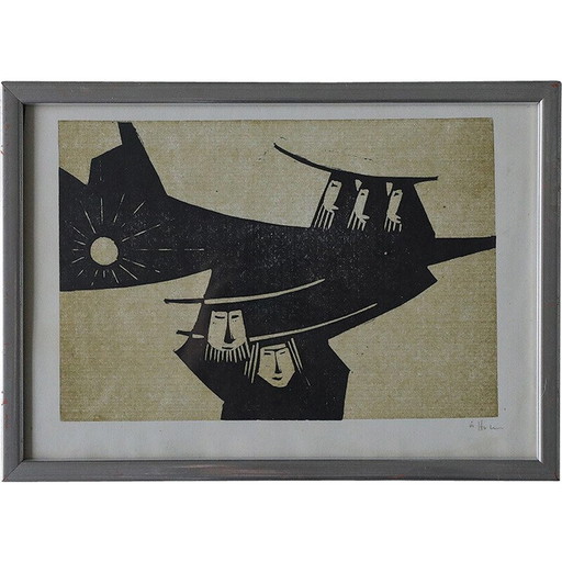 Vintage bijbels themaschilderij door Åke Holm, 1970