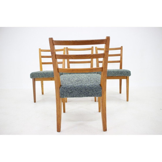 Image 1 of Set van 4 vintage eikenhouten eetkamerstoelen, Tsjecho-Slowakije 1960