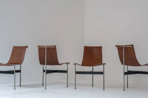 Set van vier eetkamerstoelen van Willam Katavolos, Douglas Kelley en Ross Littell voor Laverne International, USA 1952. 