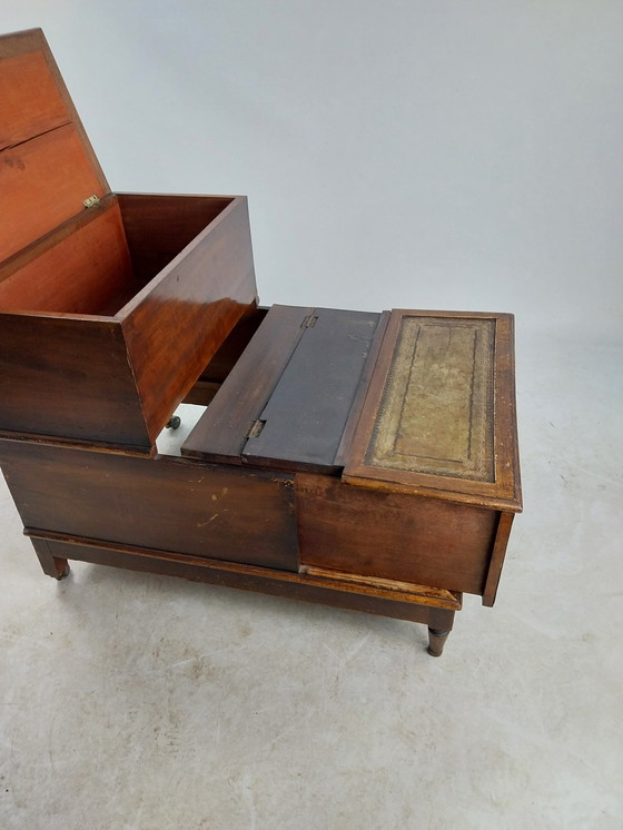 Image 1 of 1 x 19e Eeuws Bedstee/Bibliotheektrapje Met Opbergmogelijkheid