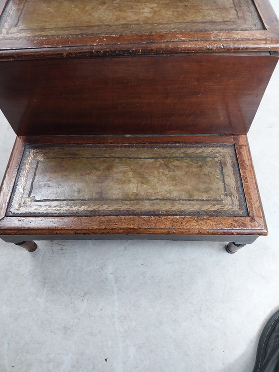 Image 1 of 1 x 19e Eeuws Bedstee/Bibliotheektrapje Met Opbergmogelijkheid