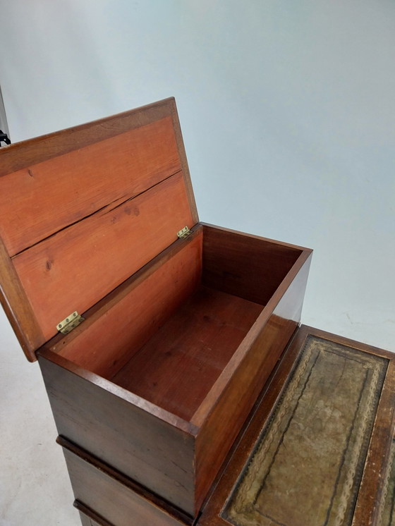 Image 1 of 1 x 19e Eeuws Bedstee/Bibliotheektrapje Met Opbergmogelijkheid