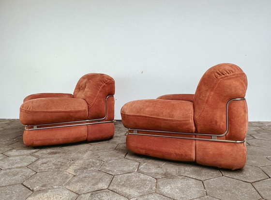 Image 1 of 2x  Italiaanse designfauteuils in stalen frame