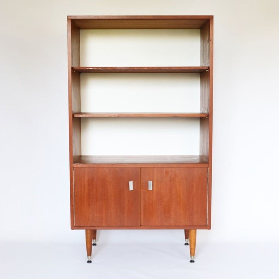 Image 1 of Vintage Teak Boekenkast Wandkast Jaren 60 Houten Kast