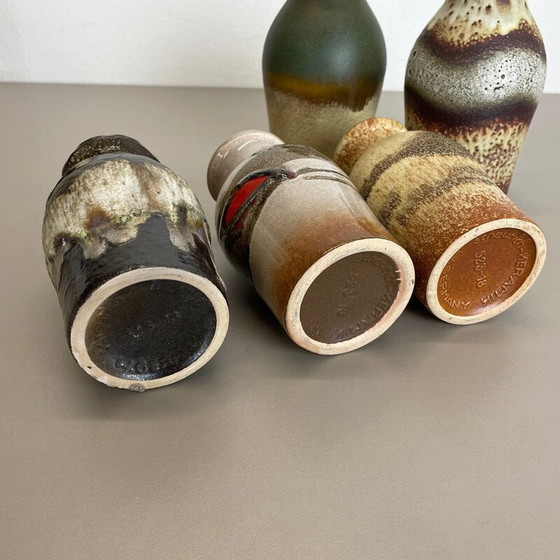 Image 1 of Set van 5 vintage aardewerk fat lava vazen door Scheurich, Duitsland 1970
