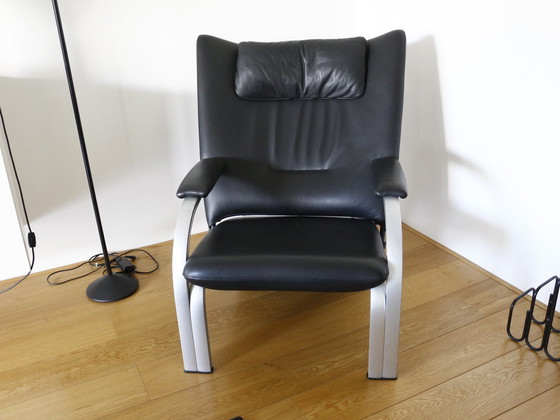 Image 1 of Wk Wohnen Spot 698 Lederen Fauteuil Zwart Met Ontspanningsfunctie