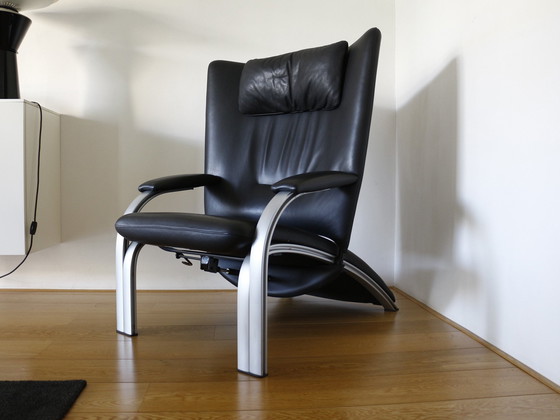 Image 1 of Wk Wohnen Spot 698 Lederen Fauteuil Zwart Met Ontspanningsfunctie