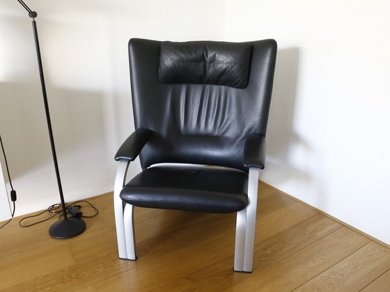 Image 1 of Wk Wohnen Spot 698 Lederen Fauteuil Zwart Met Ontspanningsfunctie