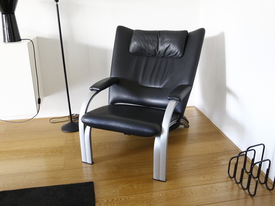 Image 1 of Wk Wohnen Spot 698 Lederen Fauteuil Zwart Met Ontspanningsfunctie