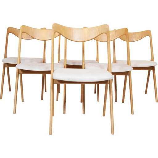 Set van 6 vintage eikenhouten stoelen van Albin Johansson and Sons, 1960