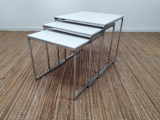 Image 1 of Nesting Tables Brabantia. Mimiset omkeerbaar blad oranje/wit