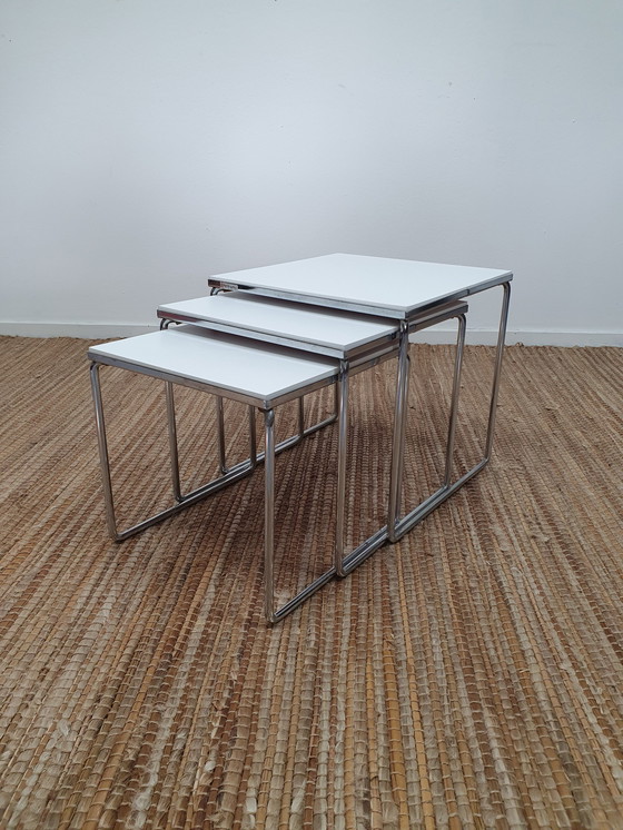 Image 1 of Nesting Tables Brabantia. Mimiset omkeerbaar blad oranje/wit