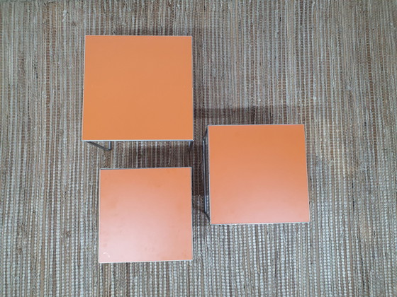 Image 1 of Nesting Tables Brabantia. Mimiset omkeerbaar blad oranje/wit