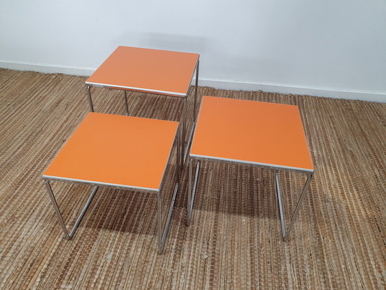 Image 1 of Nesting Tables Brabantia. Mimiset omkeerbaar blad oranje/wit