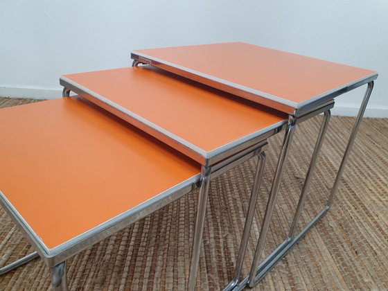 Image 1 of Nesting Tables Brabantia. Mimiset omkeerbaar blad oranje/wit