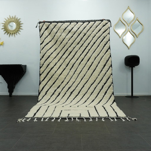 Berber Vloerkleed - 273 Cm X 154 Cm - Wit En Zwart Wol