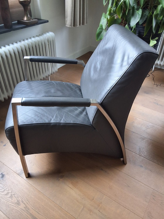 Image 1 of Leren Fauteuil Met Rvs Inhouse