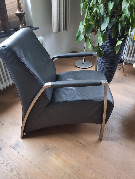 Image 1 of Leren Fauteuil Met Rvs Inhouse