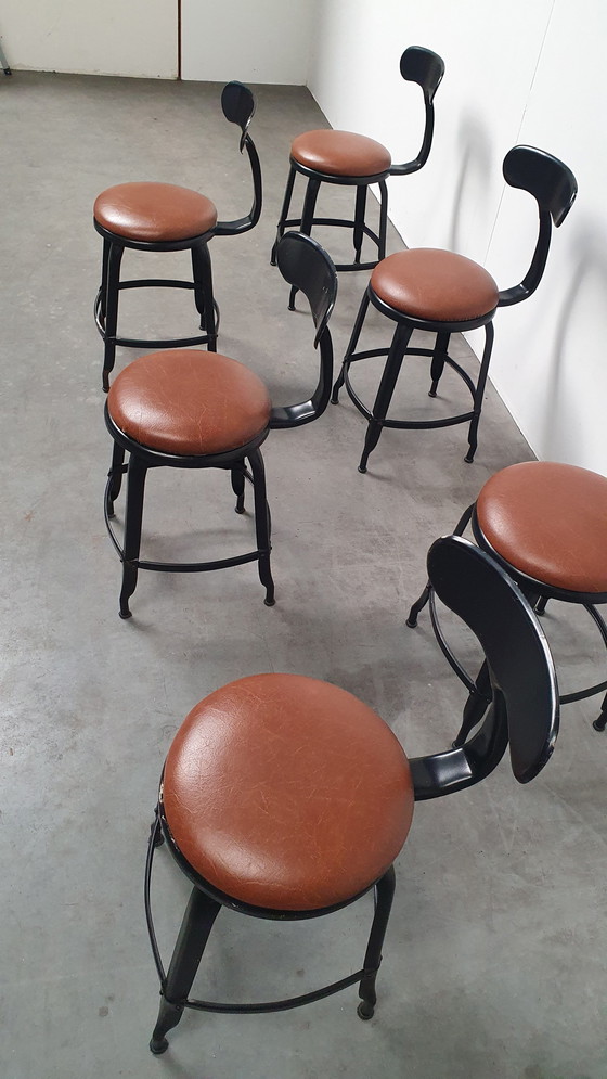 Image 1 of 6X Chaise Nicolle Franse Industriële Metalen Design Stoelen