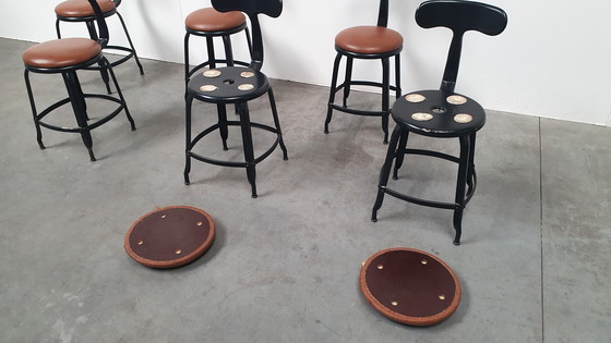 Image 1 of 6X Chaise Nicolle Franse Industriële Metalen Design Stoelen