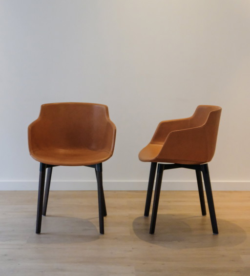 2X Mdf Italia Flow Fauteuil Leer