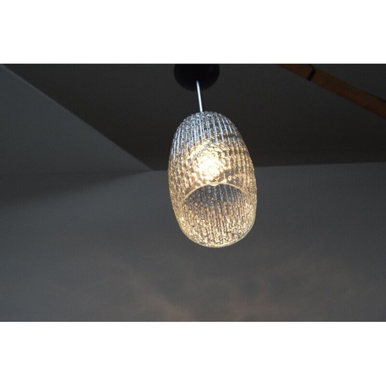 Image 1 of Vintage glazen en metalen hanglamp, Tsjecho-Slowakije 1960