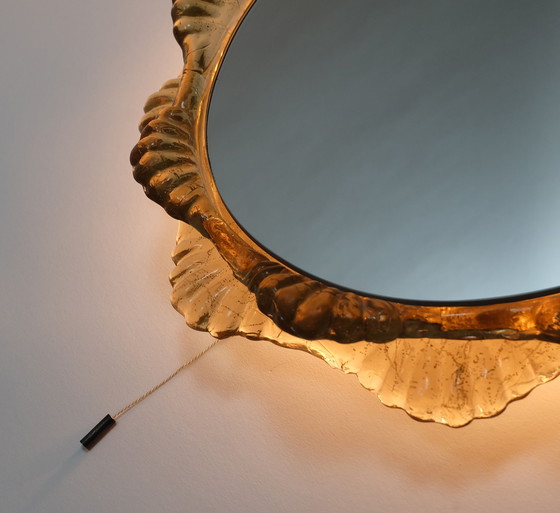 Image 1 of Elegante Grote Back Lit Wandspiegel Acryl Frame Ijs Glas Decor 1960S 1970S