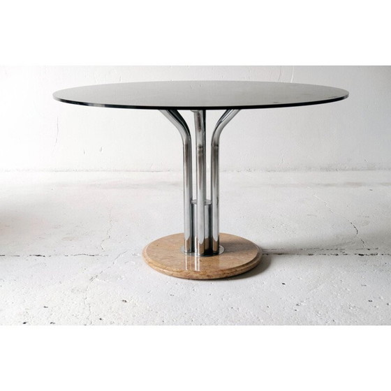 Image 1 of Vintage glazen tafel met marmeren onderstel, Italië 1960
