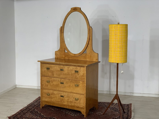 Image 1 of Art Nouveau spiegel commode kaptafel garderobe slaapkamerkast ijdelheid rond 1920