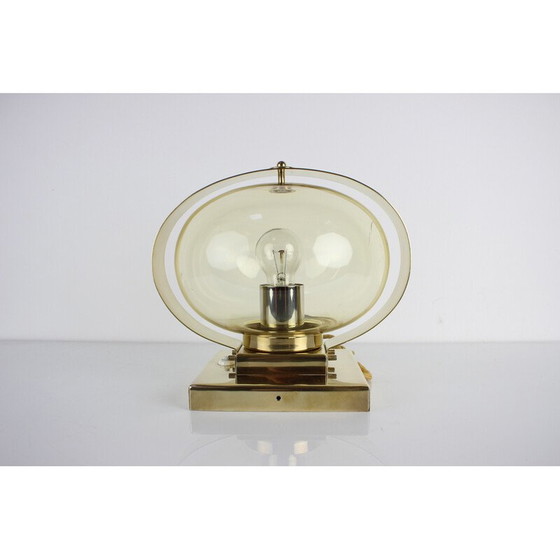 Image 1 of Vintage Preciosa wandlamp in glas, messing en chroom, Tsjecho-Slowakije 1970