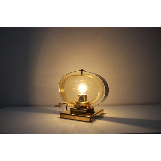 Image 1 of Vintage Preciosa wandlamp in glas, messing en chroom, Tsjecho-Slowakije 1970