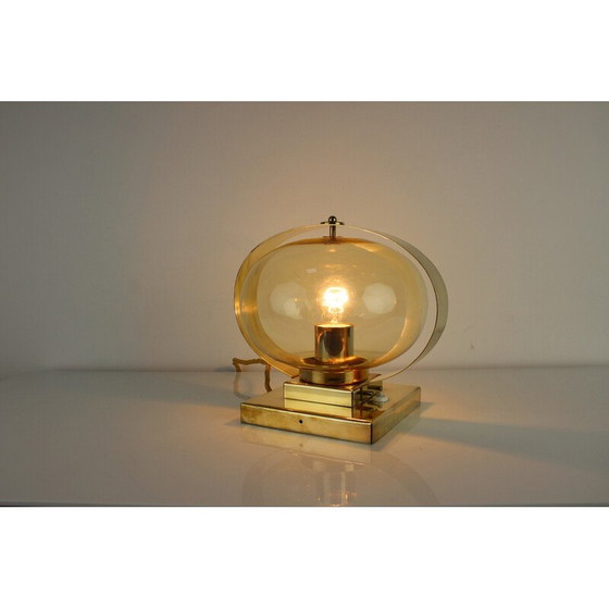 Image 1 of Vintage Preciosa wandlamp in glas, messing en chroom, Tsjecho-Slowakije 1970
